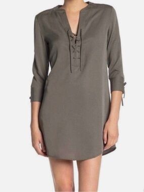 NWT Theory Jullitah R2 Lace Up Dress Lace-Up Tunic Dress in Olive